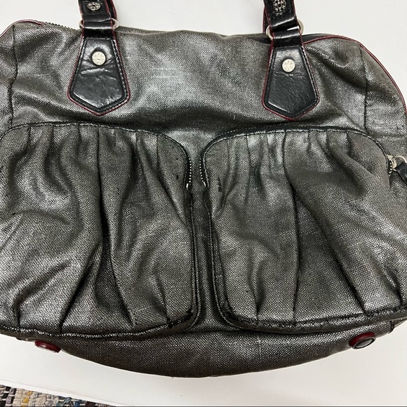 MZ Wallace Jane Double Pocket Silver Shoulder Bag - Picture 2 of 9